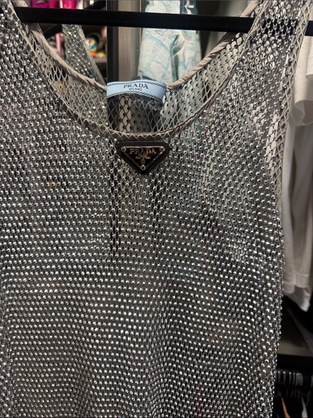 Silver Metallic Mesh Midi Dress - Picture 2 of 3